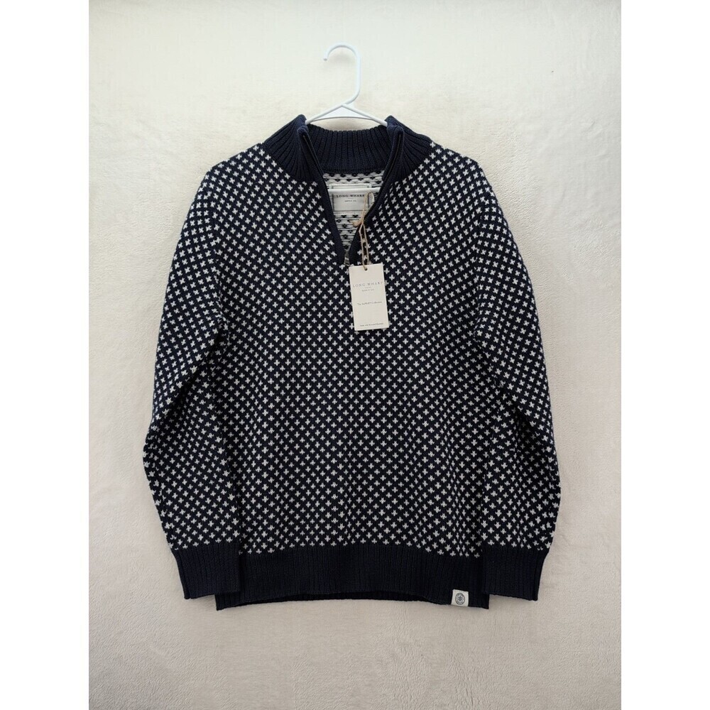 Long Wharf Supply Co Edgartown SeaWell Quarter Zip Navy Blue Sweater NWT Small